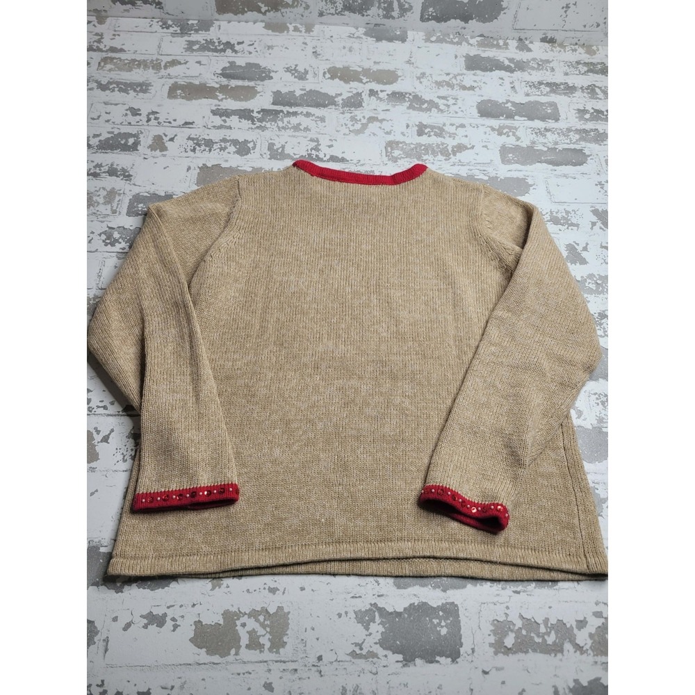 Tiara International Christmas Collection Sweater‎ Peach on Earth Women's Medium - Picture 3 of 7